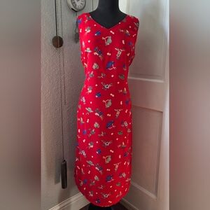 Vintage Nina Piccalino Red Novelty Hat/Floral Dress